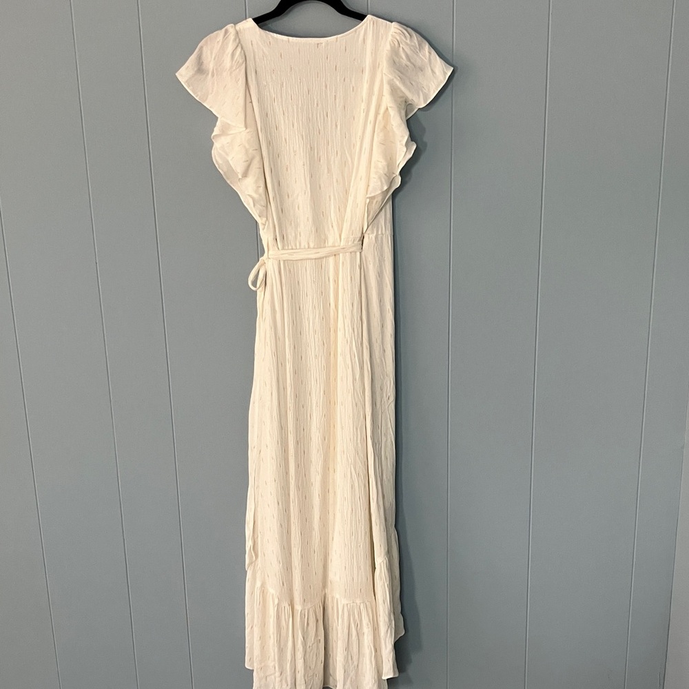 White Ruffle High-Low Wrap Dress - Picture 9 of 9